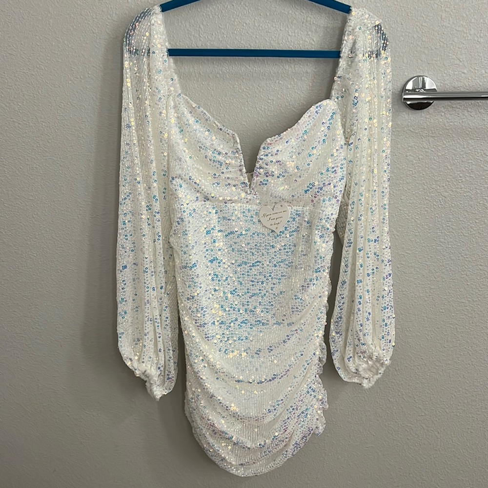 White Sequins Dress